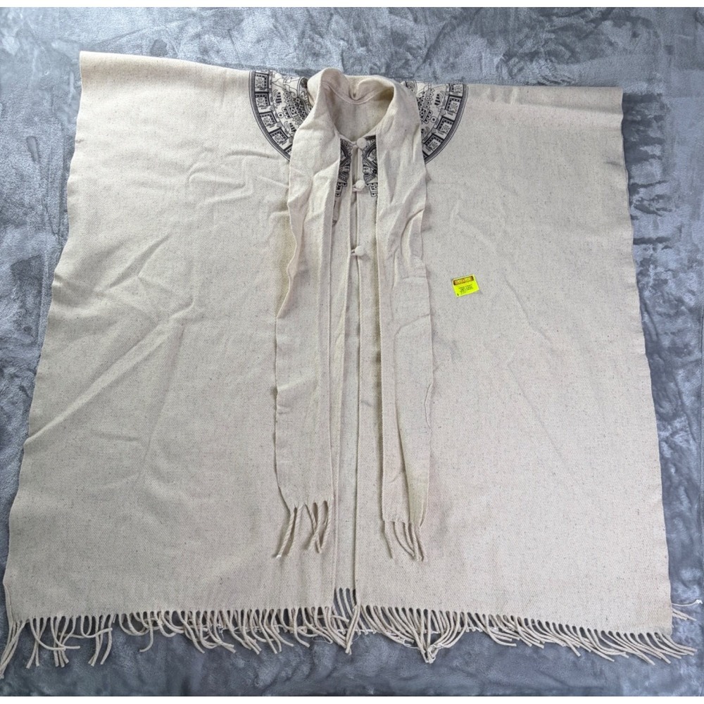 Tejidos Tipicos Handmade Mexican Woven Poncho OS Textile Unisex Fringe